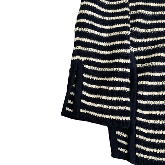 White + Warren Navy Striped M Sweater - Picture 3 of 6